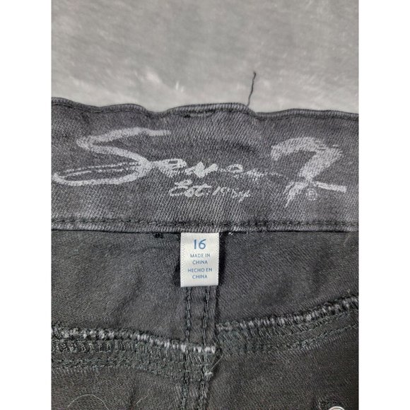 Seven7 Jeans Women's 16 Tummyless High Rise Skinny Black Distressed‎ Denim 36x28 - Picture 6 of 9